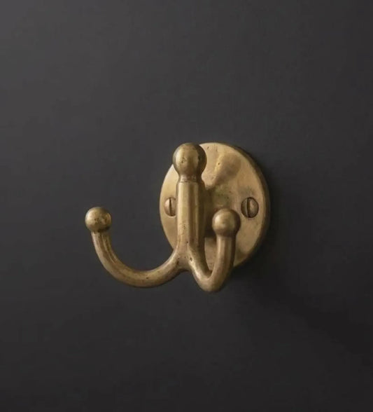 solid brass double hook wall mounted