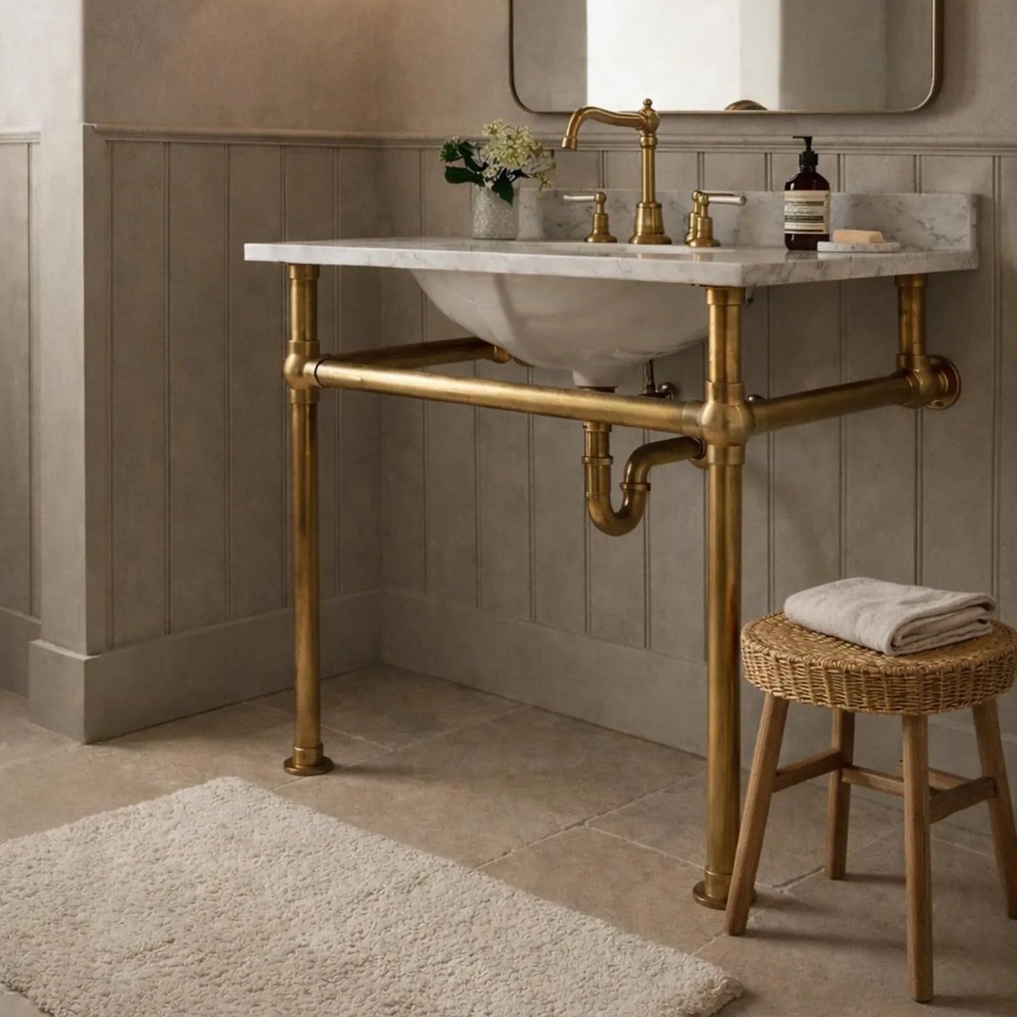 brass console sink legs polished brass frame