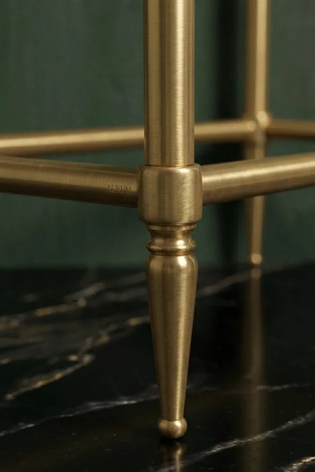 brass console sink legs marble bathroom