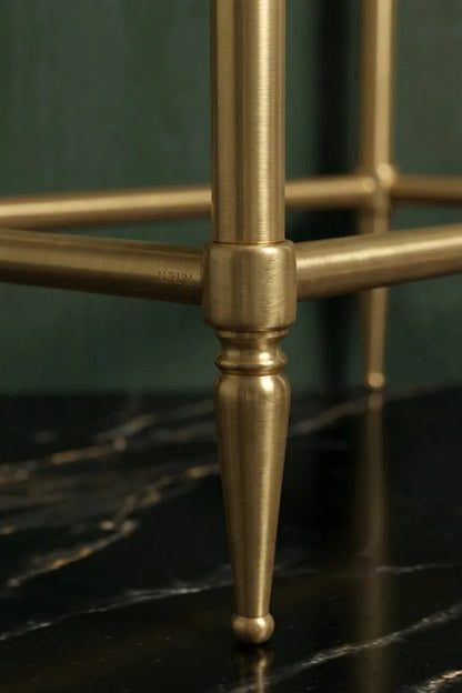 brass console sink legs marble bathroom