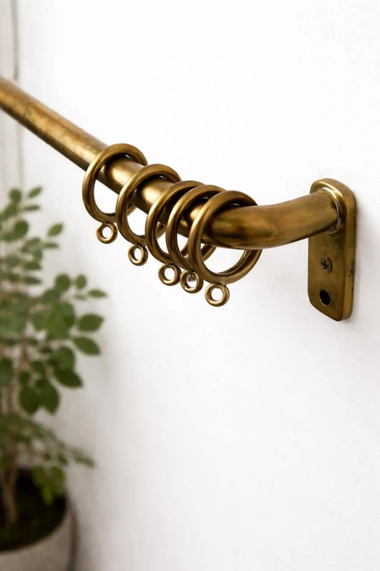 brass curtain rod with rings french return solid brass