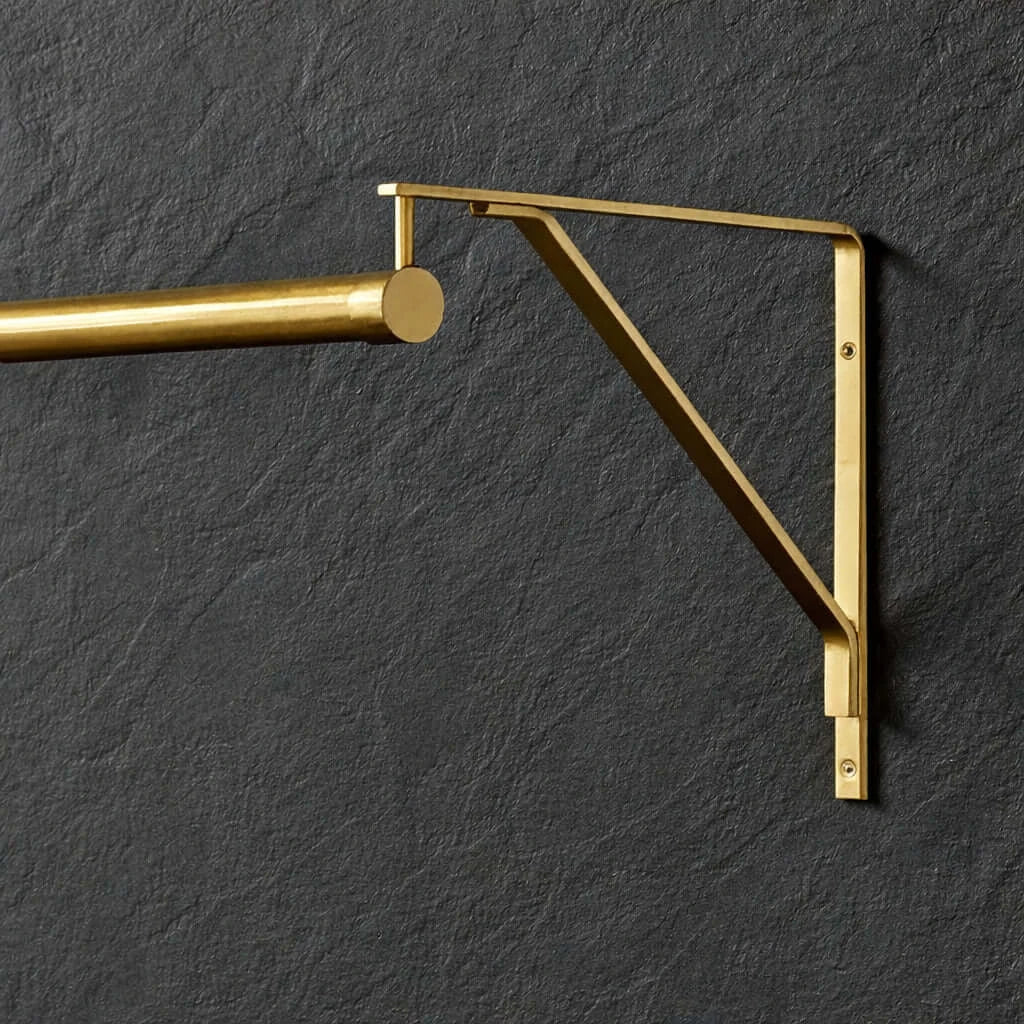 solid brass clothing rod with shelf brackets