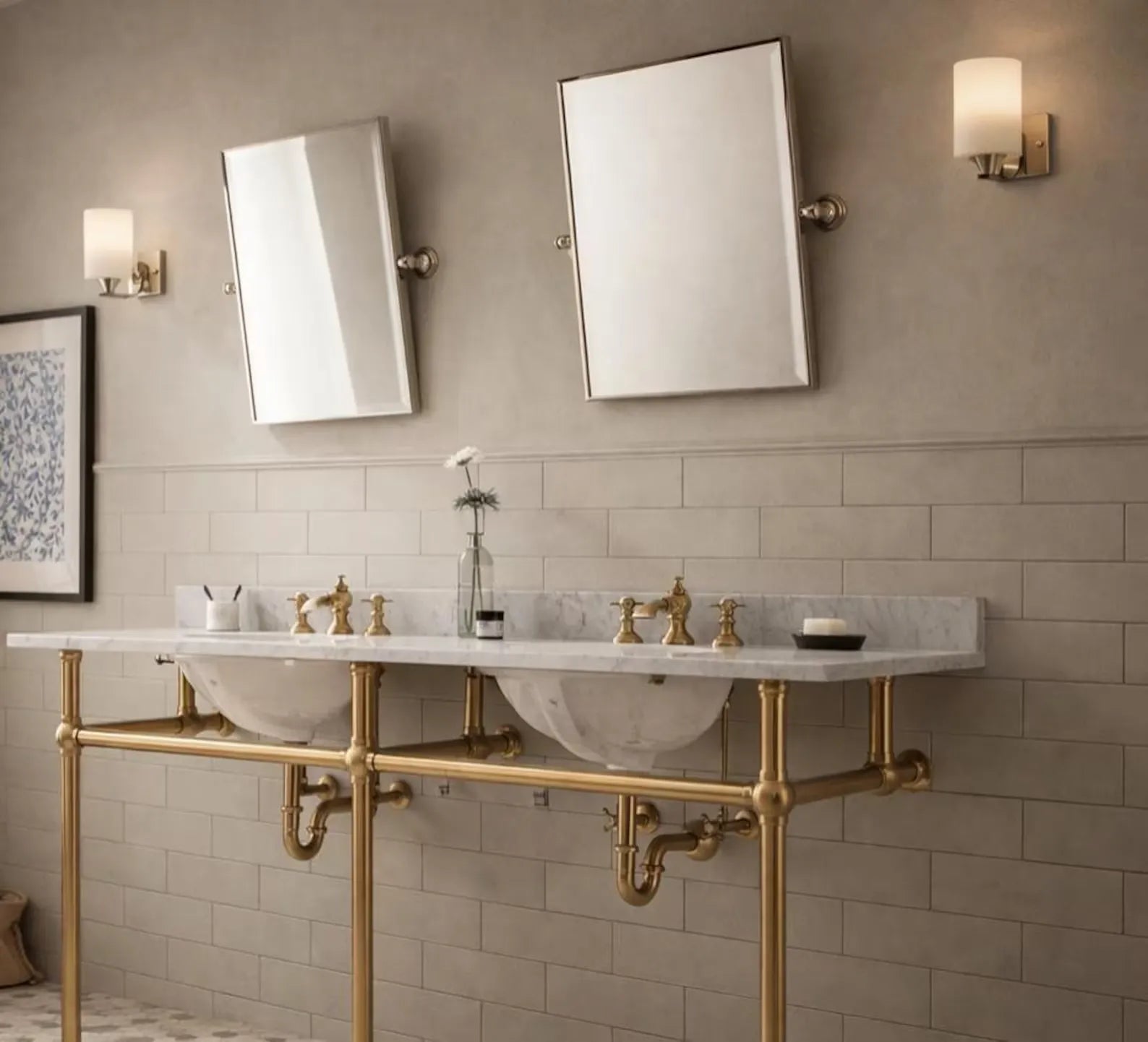 brass console sink legs polished brass frame