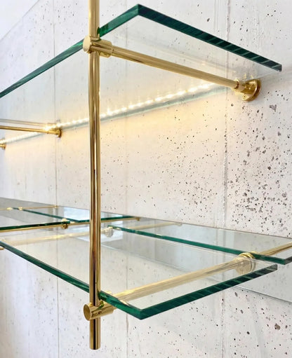 brass glass bar shelf ceiling mounted design