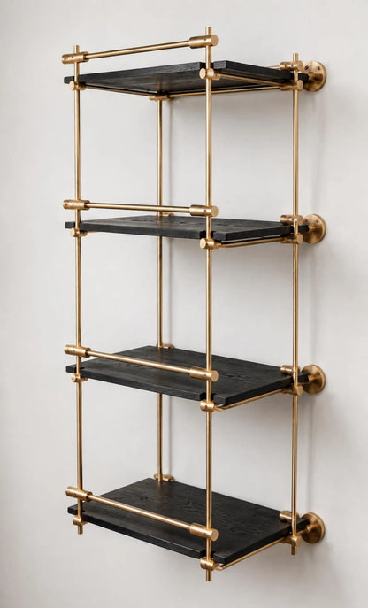 Solid Brass Wall Mounted Shelf Rail | Kitchen Shelving & Brass Hardware