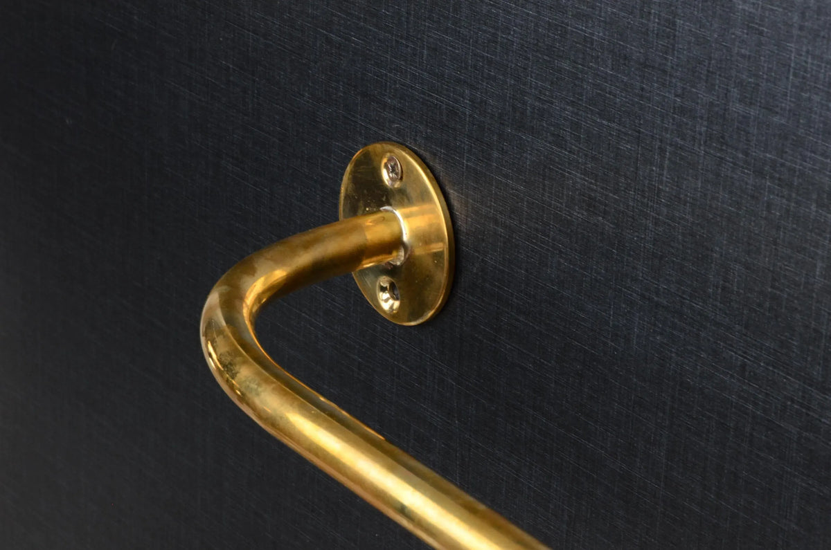 solid brass curtain rod with linen curtains