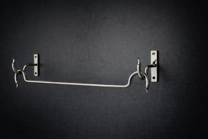 black and silver curtain rod wall mounted