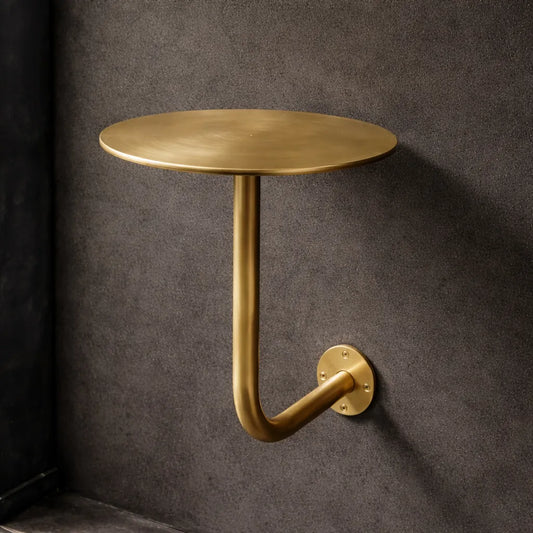 Wall-Mounted Brass Side Table – Minimalist Pipe Design