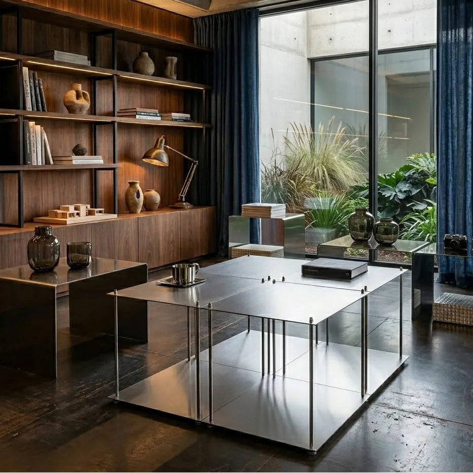 architectural metal side table modern decor