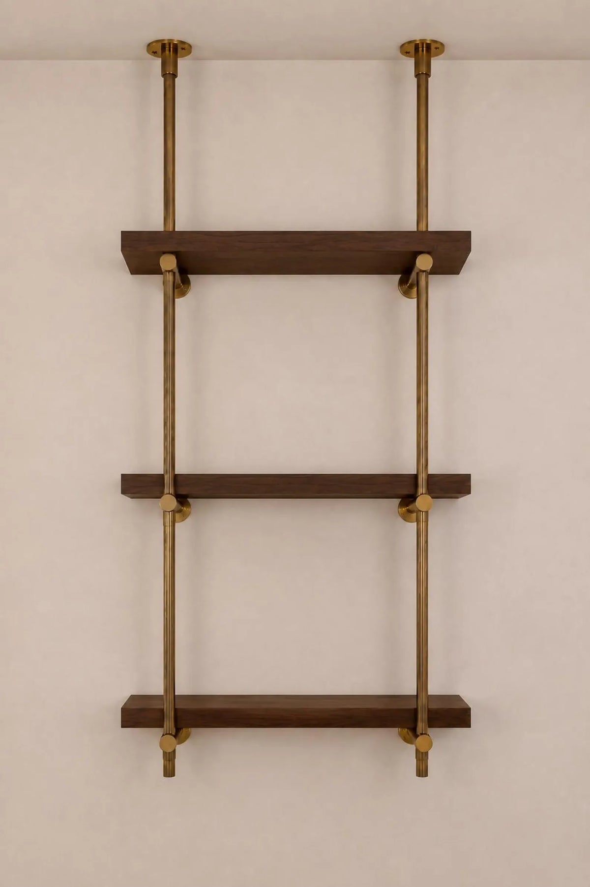 Brass Ceiling Mounted Shef rail | 3-Tier Bar & Kitchen Shelf