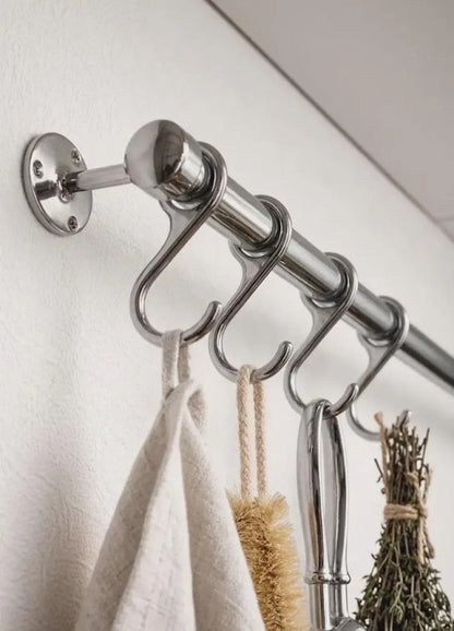 brass pot rail with hooks kitchen wall rail
