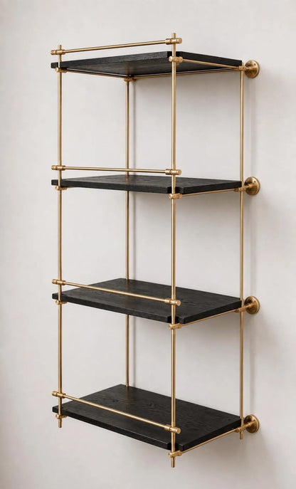 Solid Brass Wall Mounted Shelf Rail | Kitchen Shelving & Brass Hardware