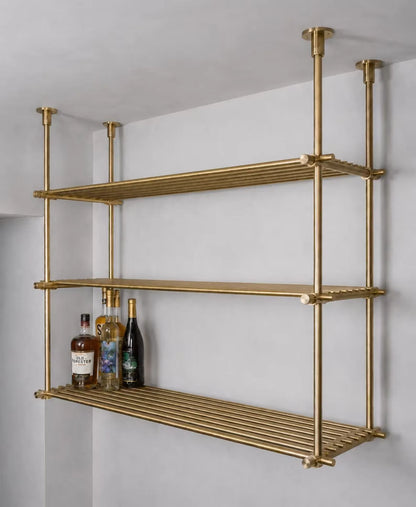 Brass Ceiling Mount Shelf Rail, Bar shelving system
