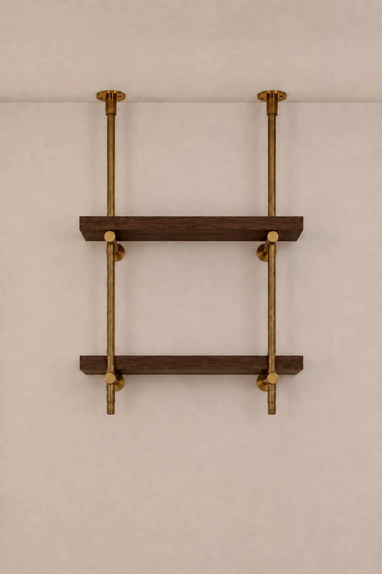 Brass Ceiling Mounted Shef rail | 3-Tier Bar & Kitchen Shelf