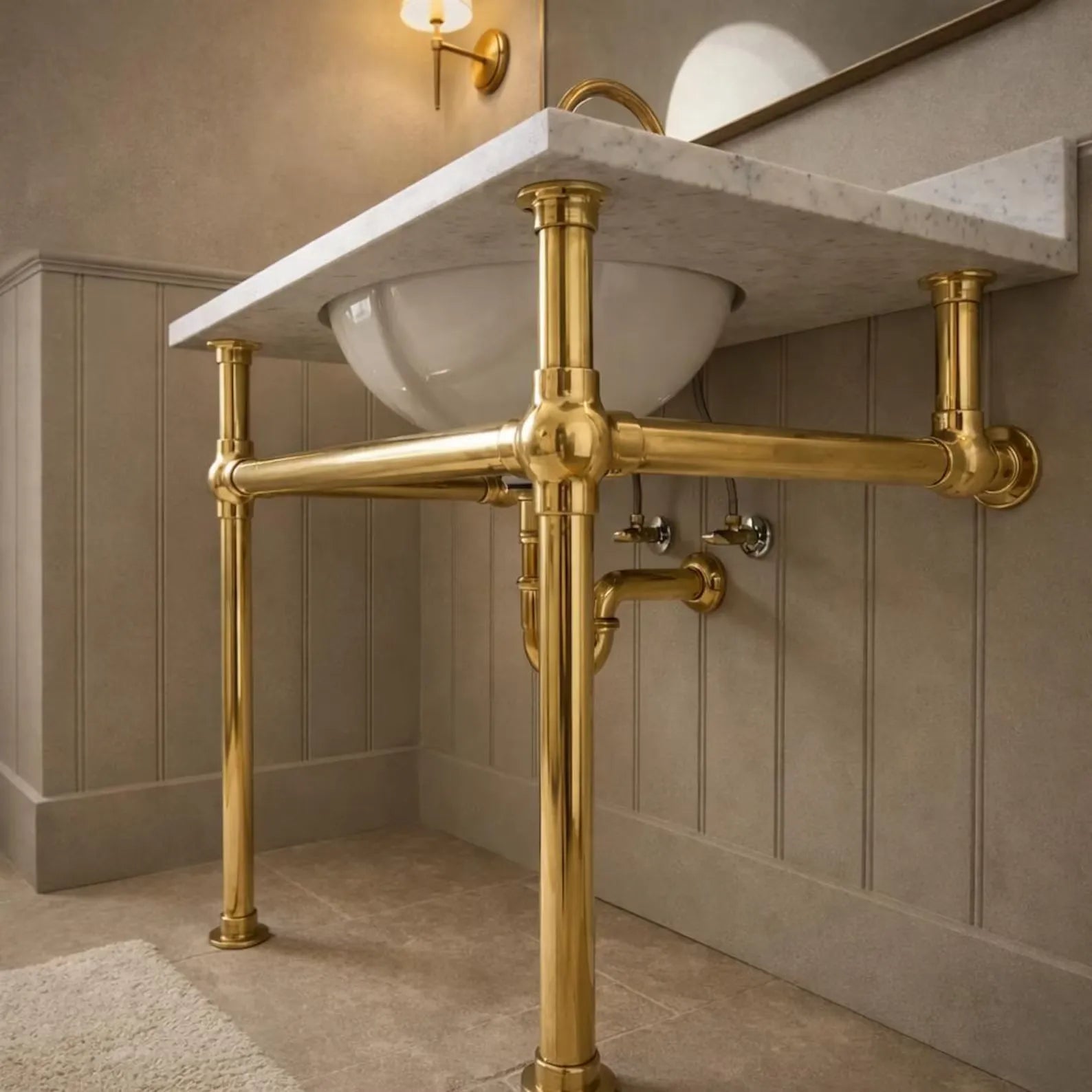 brass console sink legs polished brass frame