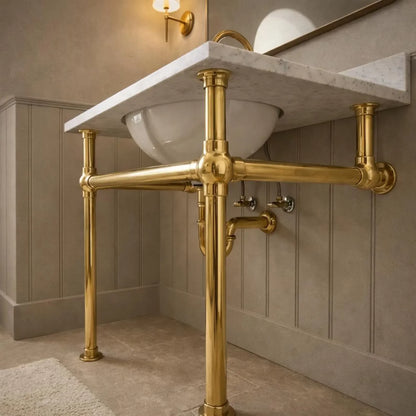 brass console sink legs polished brass frame