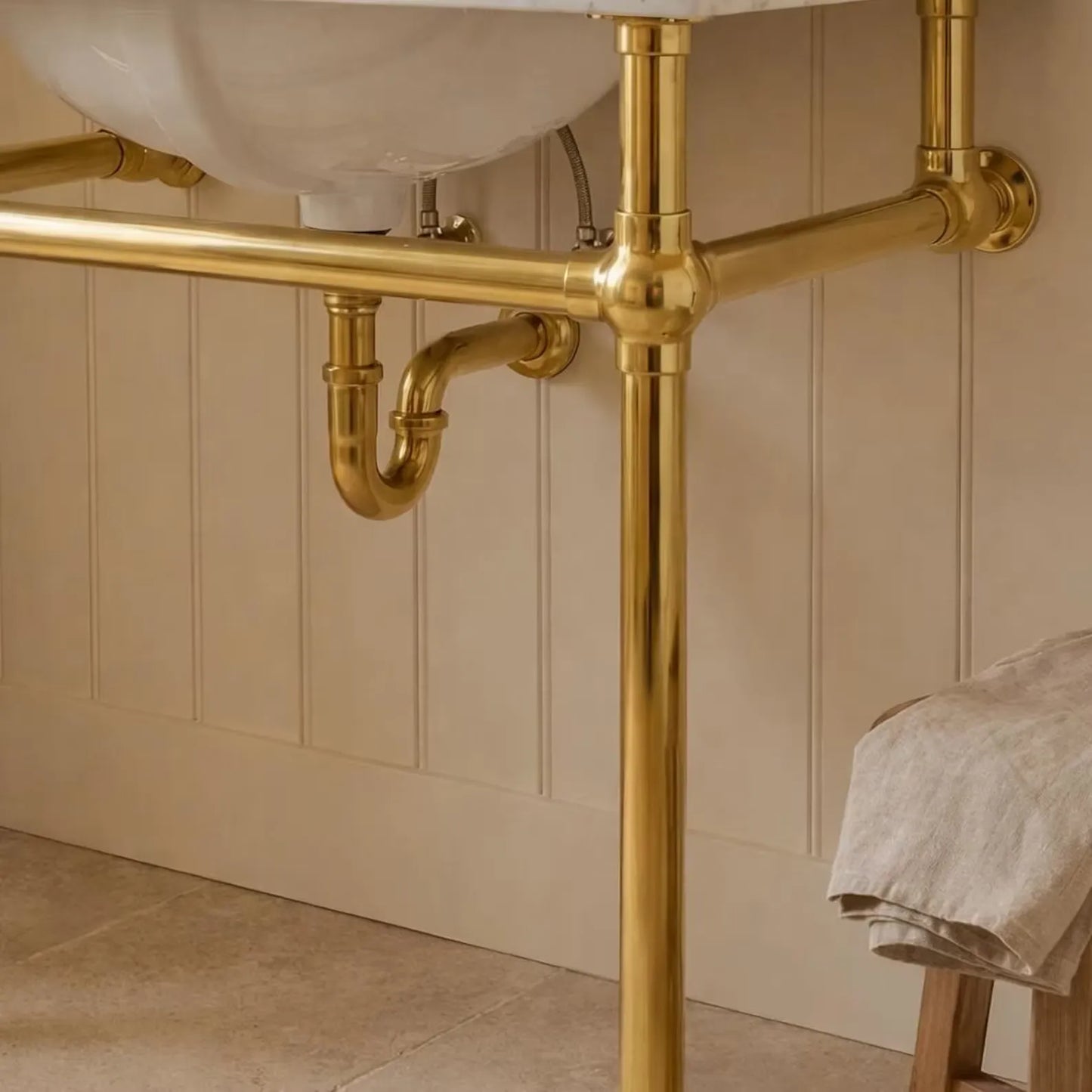 brass console sink legs polished brass frame