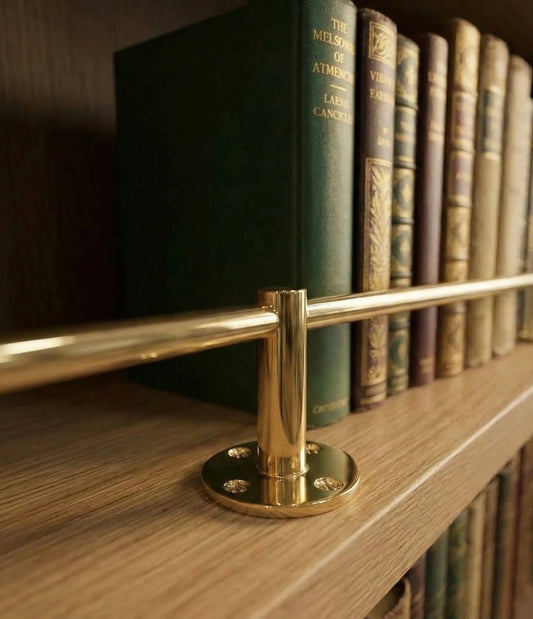 10mm brass shelf rail close up detail