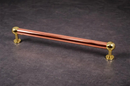 copper towel hanger with brass brackets