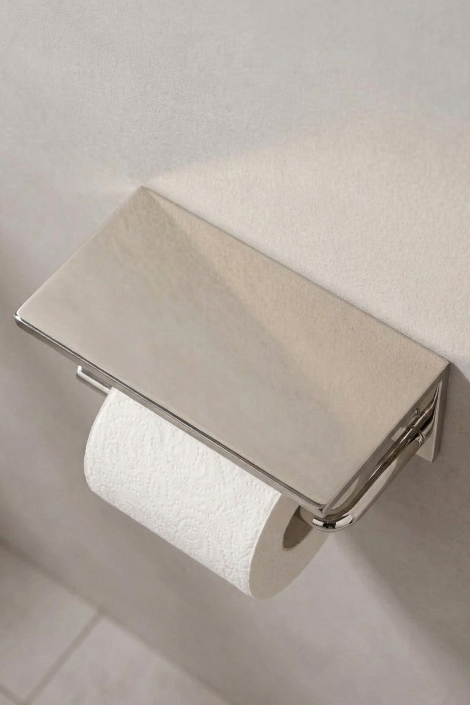 polished nickel bathroom accessory close up