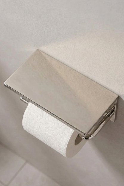 polished nickel bathroom accessory close up
