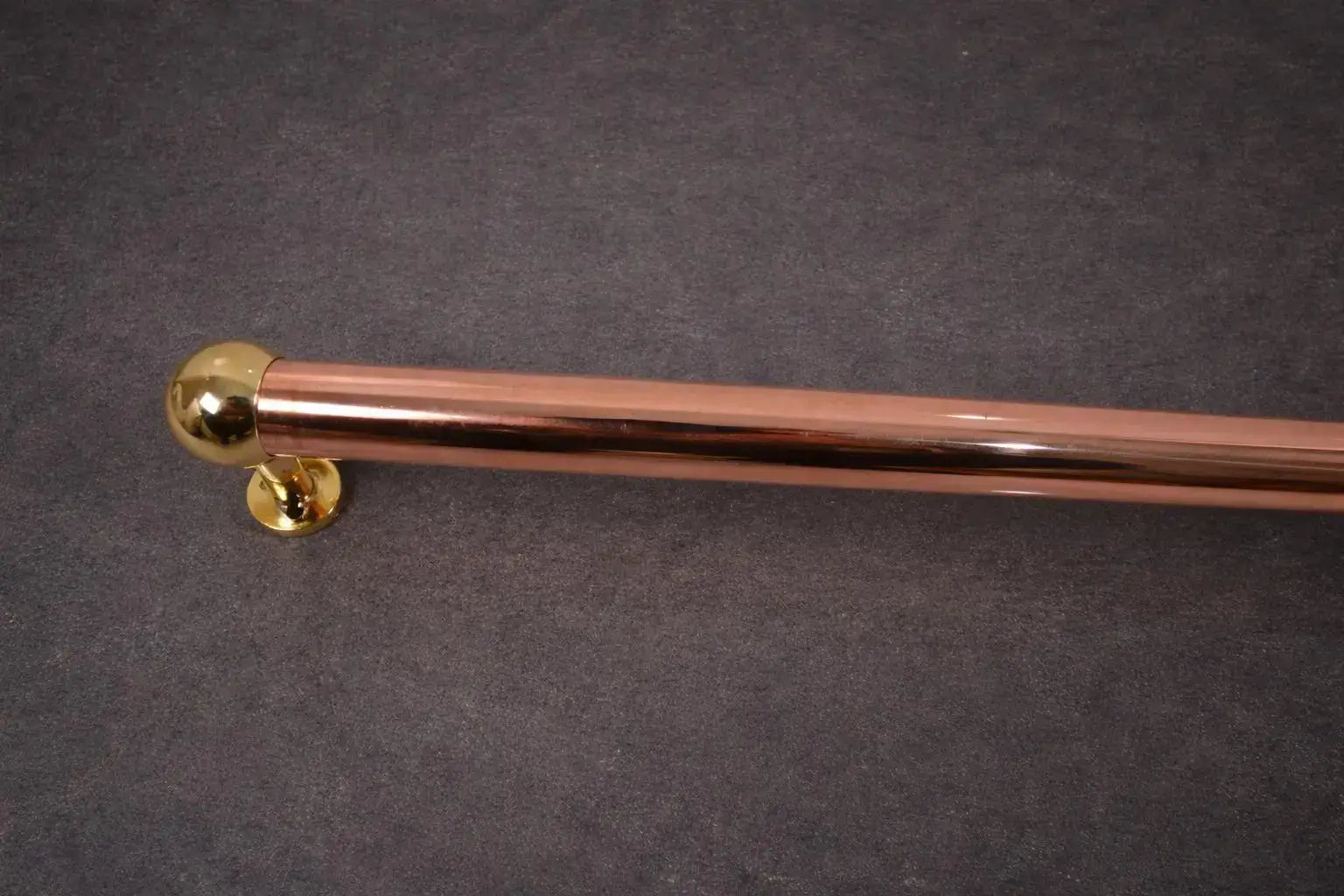 handcrafted copper towel rail close up