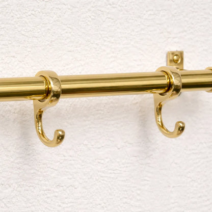 solid brass kitchen rail with hooks