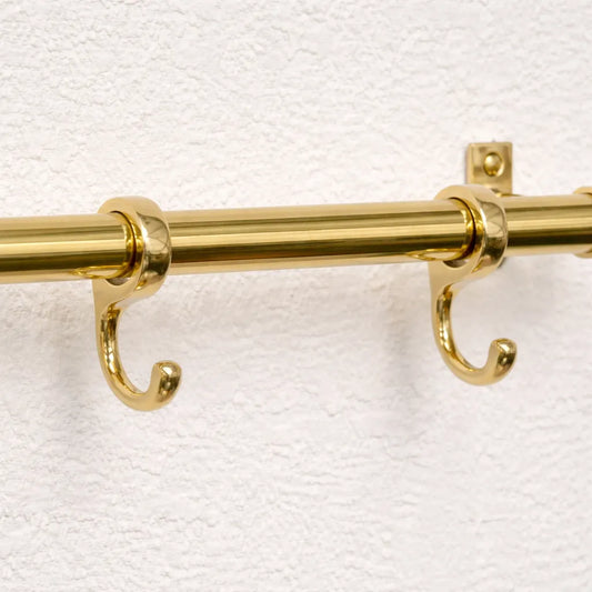 solid brass kitchen rail with hooks