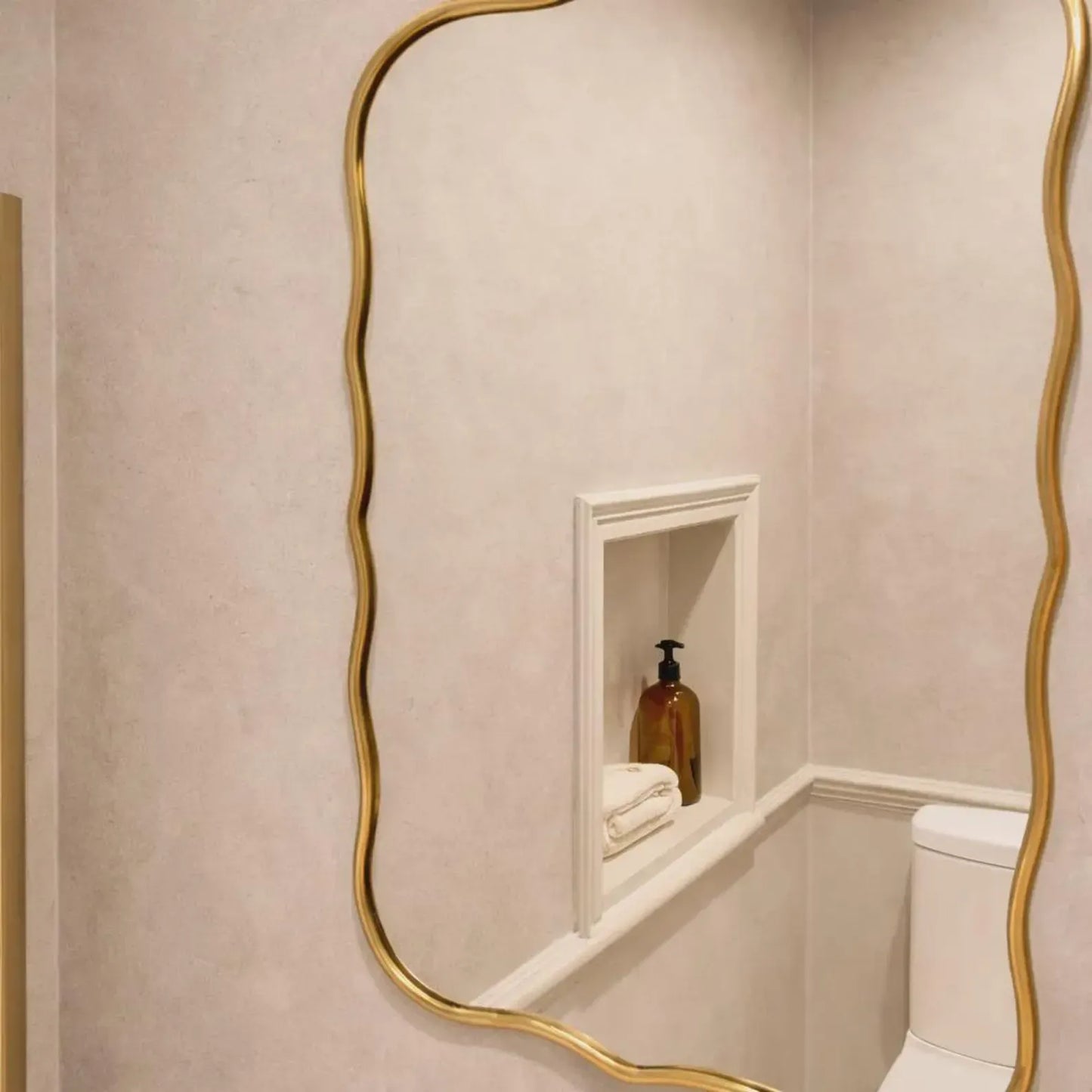 brass bathroom wall mirror asymmetrical handmade brass frame